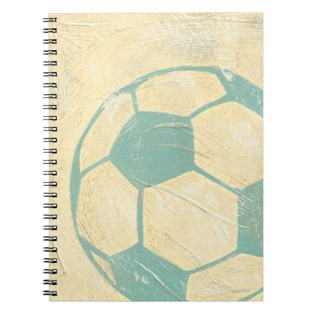 Pastel Blue Soccer Ball by Chariklia Zarris Notebook (Front)