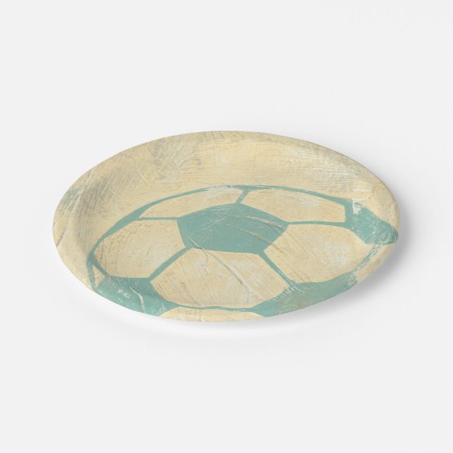 Pastel Blue Soccer Ball by Chariklia Zarris Paper Plates (Angled)