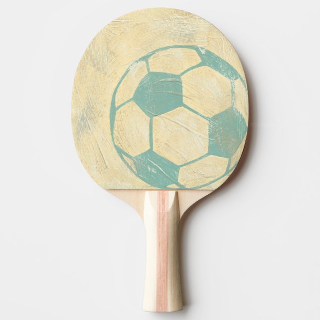 Pastel Blue Soccer Ball by Chariklia Zarris Ping-Pong Paddle (Front)