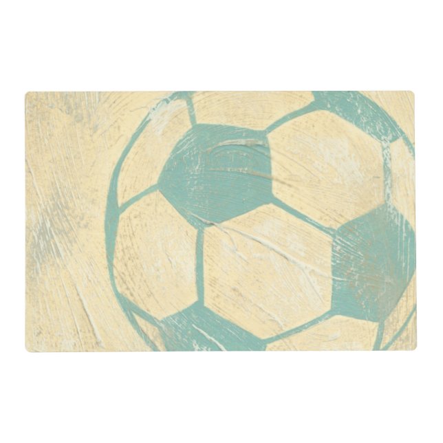 Pastel Blue Soccer Ball by Chariklia Zarris Placemat (Front)