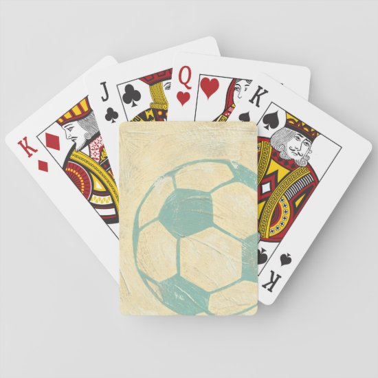 Pastel Blue Soccer Ball by Chariklia Zarris Playing Cards