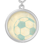 Pastel Blue Soccer Ball by Chariklia Zarris Silver Plated Necklace