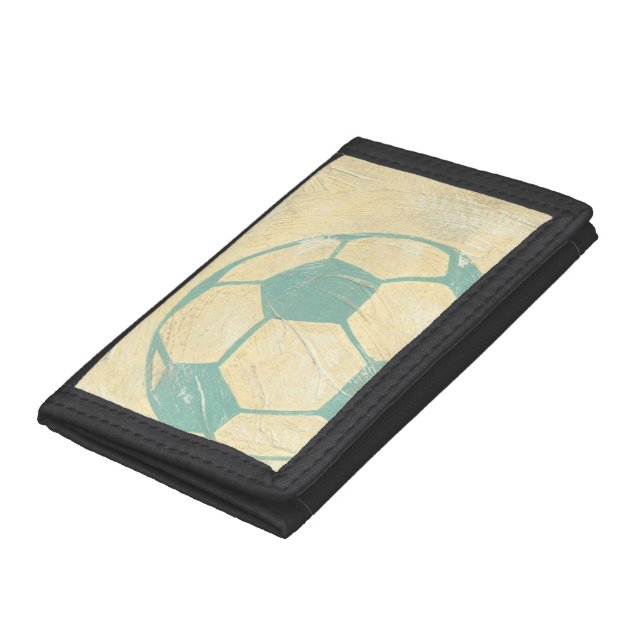 Pastel Blue Soccer Ball by Chariklia Zarris Tri-fold Wallet (Bottom)