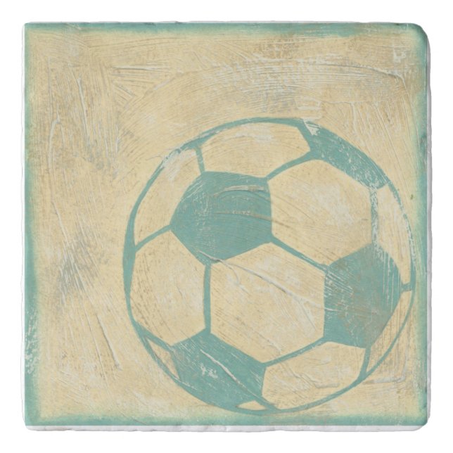 Pastel Blue Soccer Ball by Chariklia Zarris Trivet (Front)