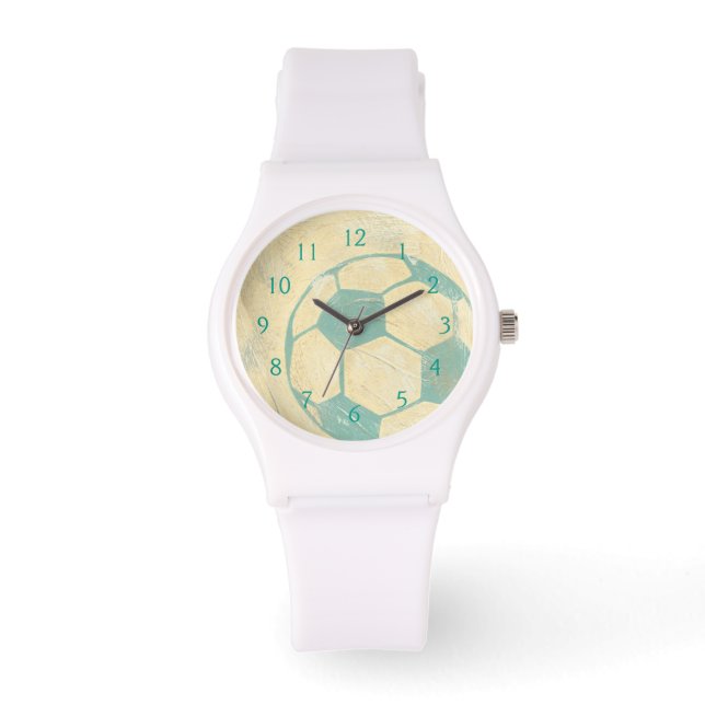 Pastel Blue Soccer Ball by Chariklia Zarris Watch (Front)