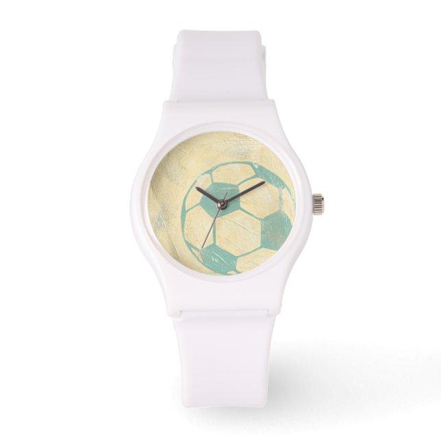 Pastel Blue Soccer Ball by Chariklia Zarris Watch (Front)