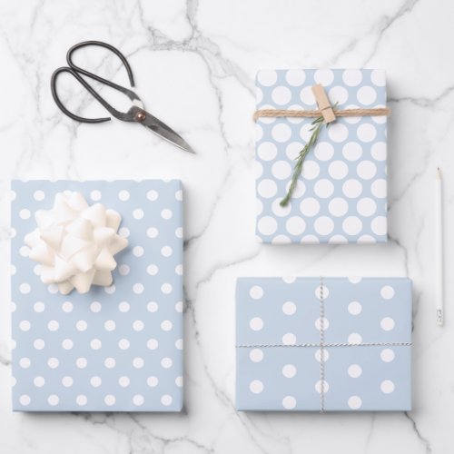 Pastel Blue Spotted Wrapping Paper Sheets