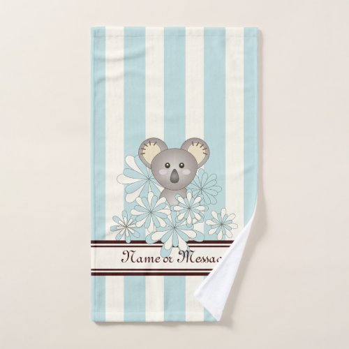 Pastel Blue Stripe Cute Baby Koala Kids Bath Towel Set