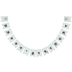 Pastel Blue Stripe Cute Baby Koala Kids Birthday Bunting Flags