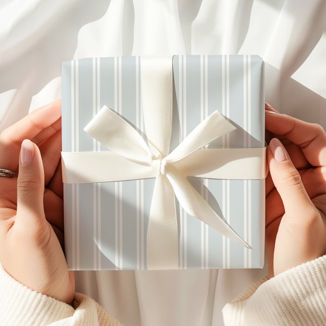 Pastel Blue Stripe Minimal Wrapping Paper (Creator Uploaded)