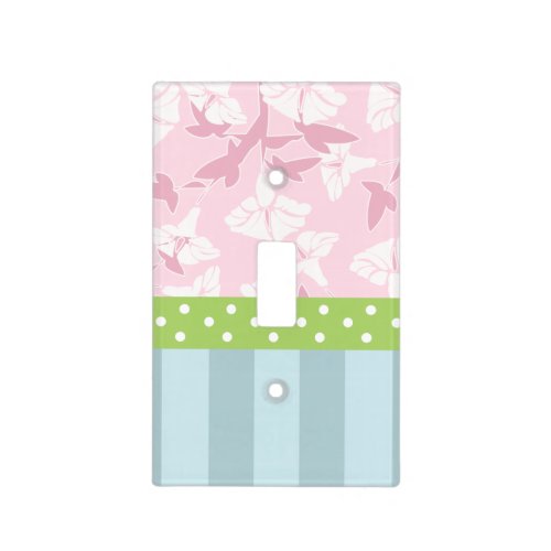 Pastel Blue Striped Pink Floral Green Polka Dots Light Switch Cover