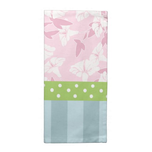 Pastel Blue Striped Pink Floral Green Polka Dots Napkin