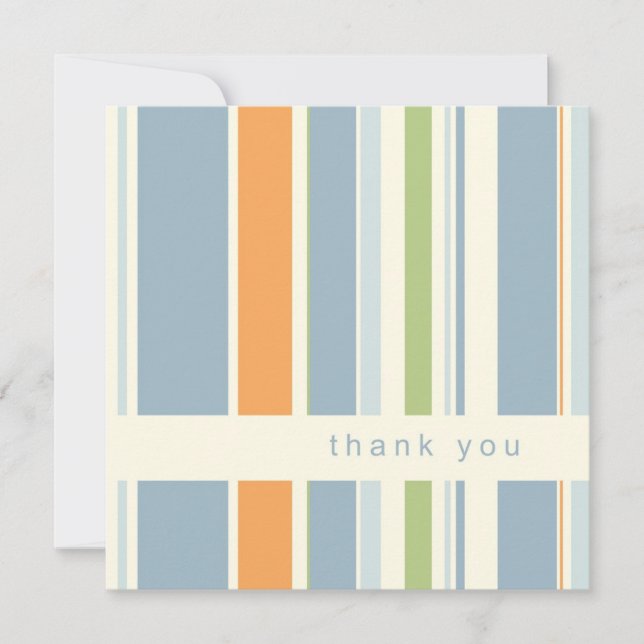 Pastel blue striped thank you cards (Front)