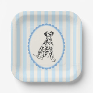 Pastel Blue Stripes and Dalmatian Dog Paper Plates