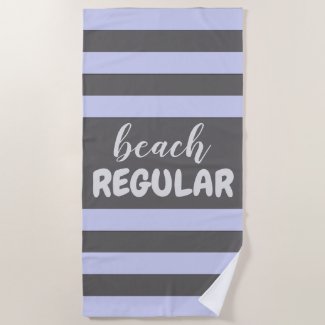 Pastel Blue Stripes Custom Text Beach REGULAR