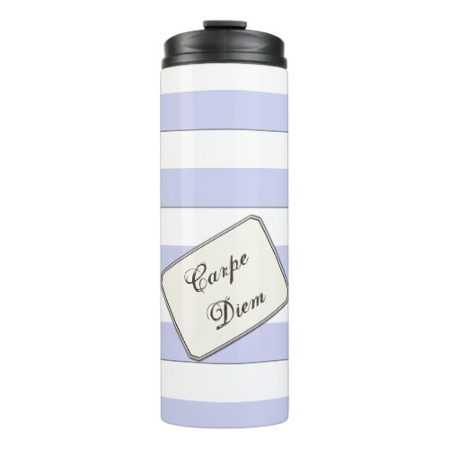 Pastel Blue Stripes on any Color any Text Thermal Tumbler