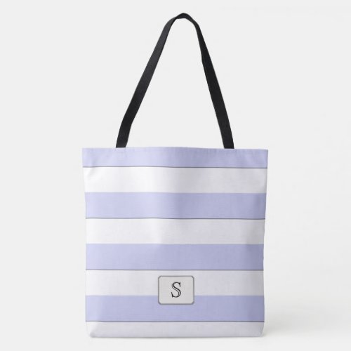 Pastel Blue Stripes on any Color Custom Monogram Tote Bag