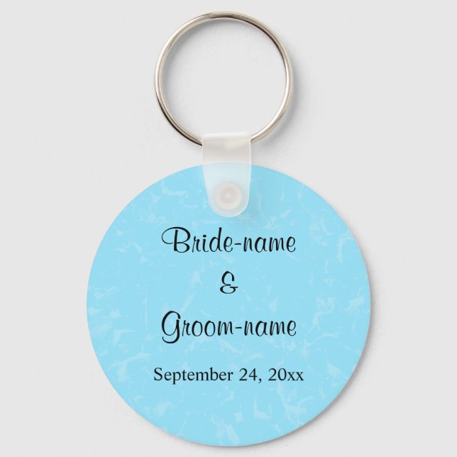 Pastel Blue Subtle Abstract Background Wedding Keychain (Front)