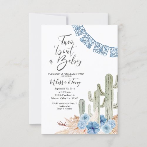 Pastel Blue Taco bout Love BABY Shower Invitation