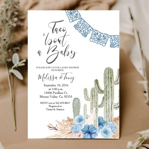 Pastel Blue Taco bout Love BABY Shower Invitation