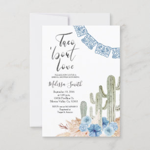Pastel Blue Taco 'bout Love Bridal Shower Floral Invitation