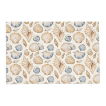 PASTEL BLUE & TAN TROPICAL SEASHELLS