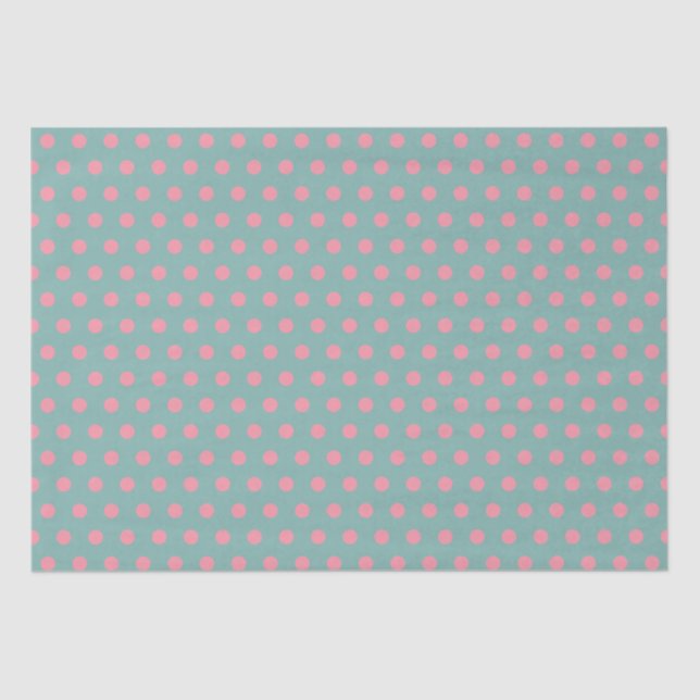 Pastel Blue Teal Pink Polka Dots  Tissue Paper (Front)