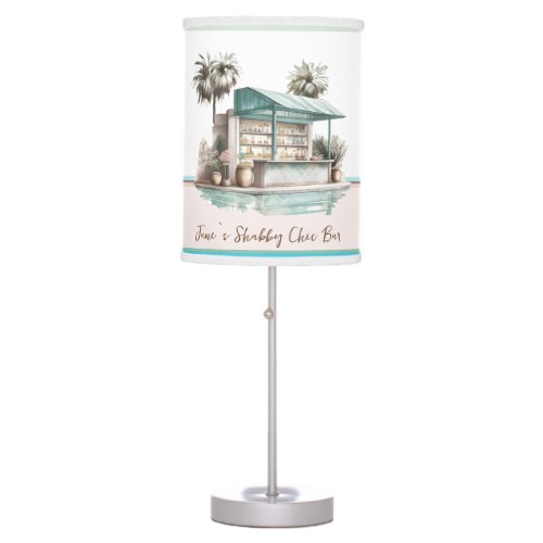 Pastel blue teal white aesthetic pool bar theme table lamp