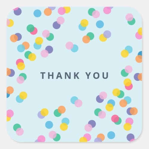 Pastel Blue Thank You Colorful Confetti Polka Dots Square Sticker