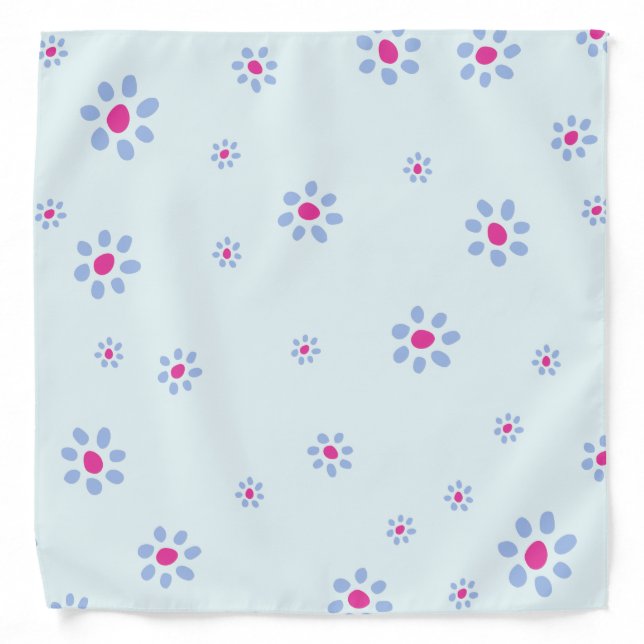 Pastel Blue Tiny Flowers Floral Pattern Design Bandana (Front)