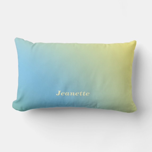Pastel Blue to Yellow Fade, Name, Lumbar Pillow (Front)