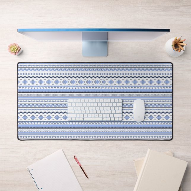 Pastel blue tribal design desk mat (Office 1)