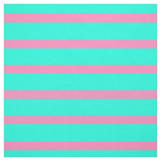 Pastel Blue Turquoise Cyan And Pink Stripes Fabric (Swatch)