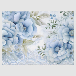 Pastel Blue Victorian Florals & Lace Decoupage   Tissue Paper