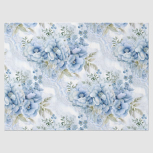 Pastel Blue Victorian Florals & Lace Decoupage   Tissue Paper