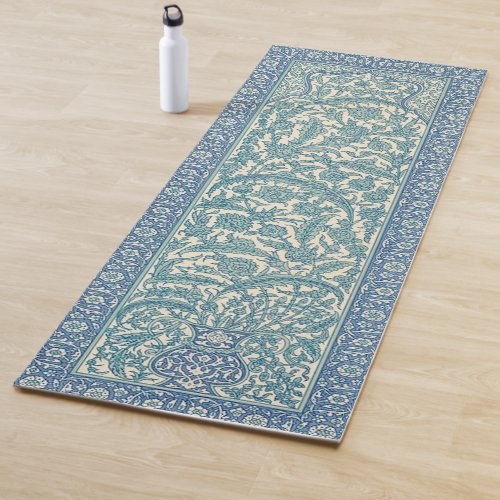 Pastel Blue Vintage Arabic Rug Botanical Pattern  Yoga Mat