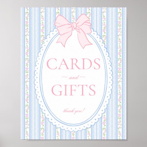Pastel Blue Vintage Fancy Floral Card & Gifts Sign