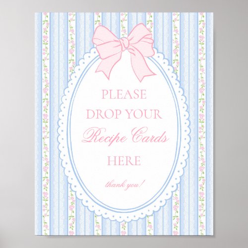 Pastel Blue Vintage Fancy Floral Share a Recipe Poster