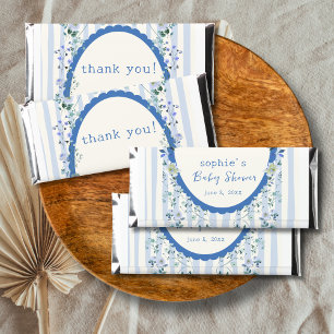 Pastel Blue Vintage Striped Garden Baby Shower Hershey Bar Favors
