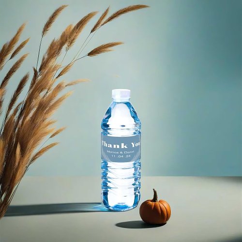Pastel Blue Water Bottle with White Text autumn Water Bottle Label