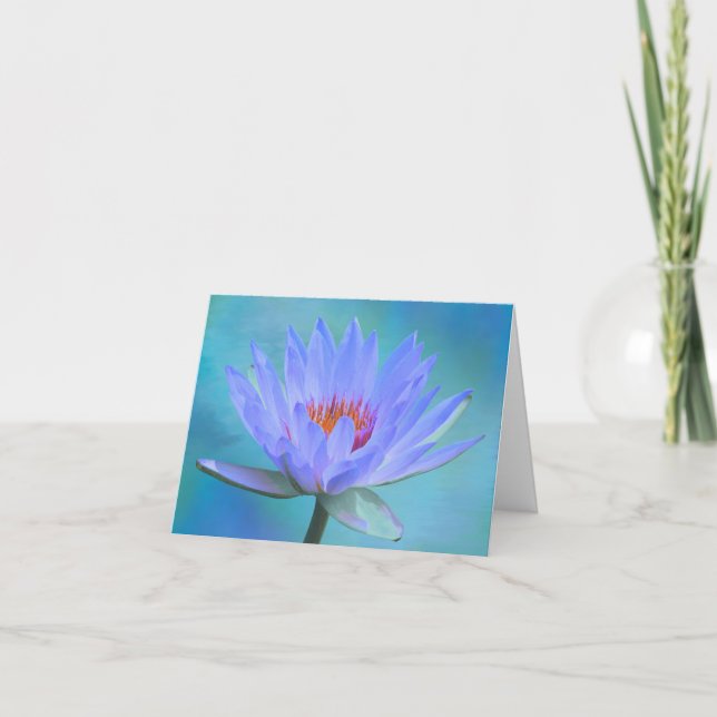 Pastel Blue Water Lily Blank Note Greeting Cards (Front)