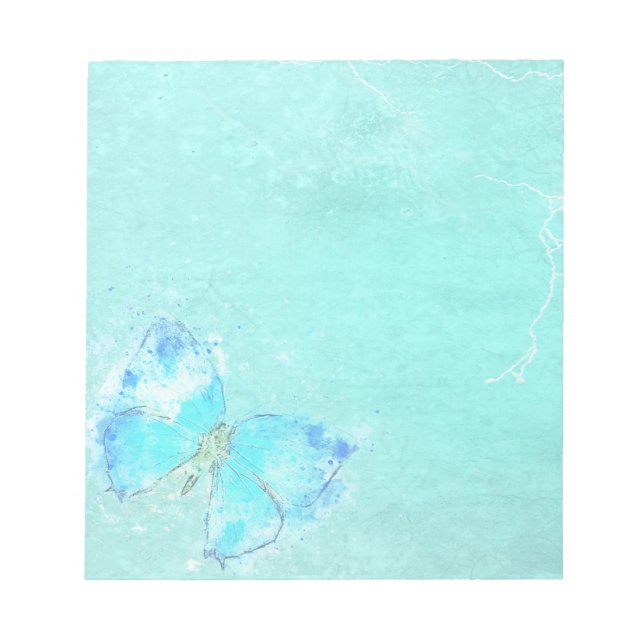 Pastel Blue Watercolor Butterfly Notepad (Front)