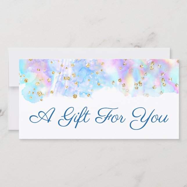 pastel blue watercolor glitter gift certificate (Front)