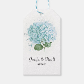 Pastel Blue Watercolor Hydrangea Flower Wedding Gift Tags