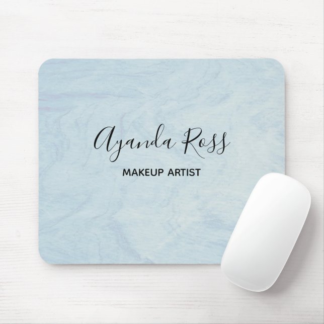 Pastel blue watercolor marble mouse pad (With Mouse)