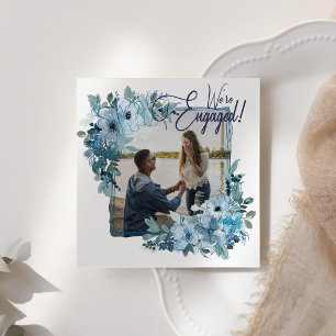 Pastel Blue Watercolor Roses Elegant Engagement