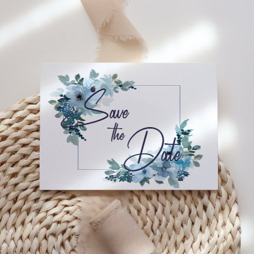 Pastel Blue Watercolor Roses Save The Date