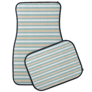 Pastel blue, white and blush stripes car floor mat
