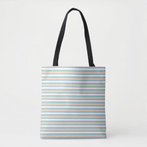 Pastel blue white and blush stripes tote bag