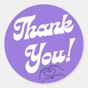 Pastel Blue White Cute Groovy Aesthetic Thank You Classic Round Sticker